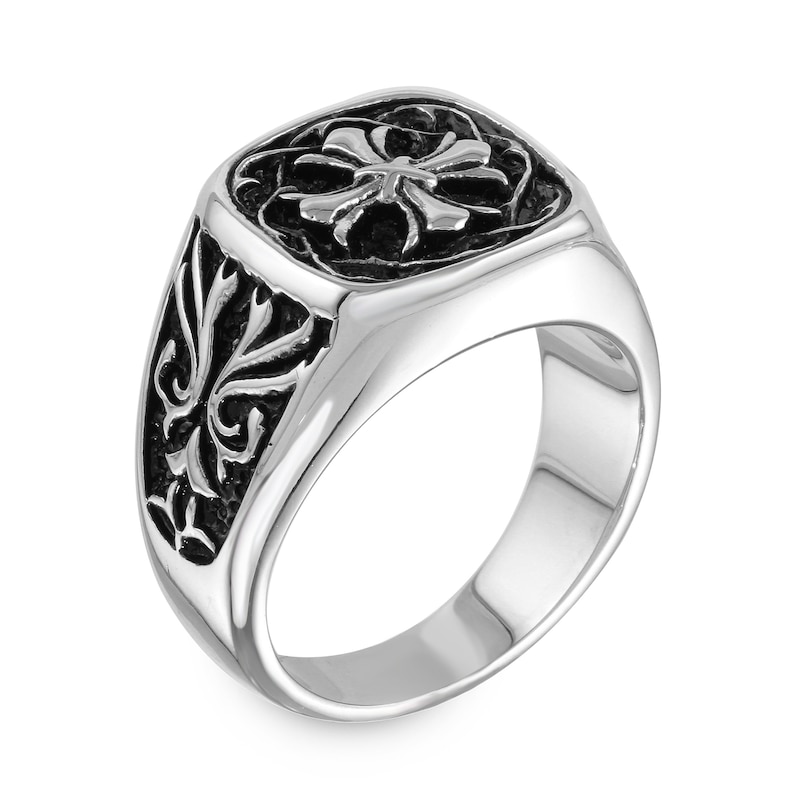 Men's Antique-Finish Gothic-Style Cross and Thorns Ring in Stainless ...