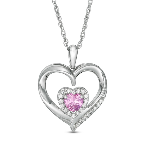 Pink Sapphire Diamond Heart Necklace 67483