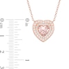 Thumbnail Image 4 of 7.0mm Heart-Shaped Lab-Created Morganite and White Sapphire Pendant in Sterling Silver with 18K Rose Gold Plate
