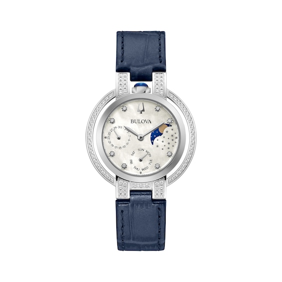 Ladies' Bulova Rubaiyat 1/3 CT. T.W. Diamond Moon Phase Strap Watch with Mother-of-Pearl Dial (Model: 96R237) Ladies' Bulova Rubaiyat 1/3 CT. T.W. Diamond Moon Phase Strap Watch with Mother-of-Pearl Dial (Model: 96R237)
