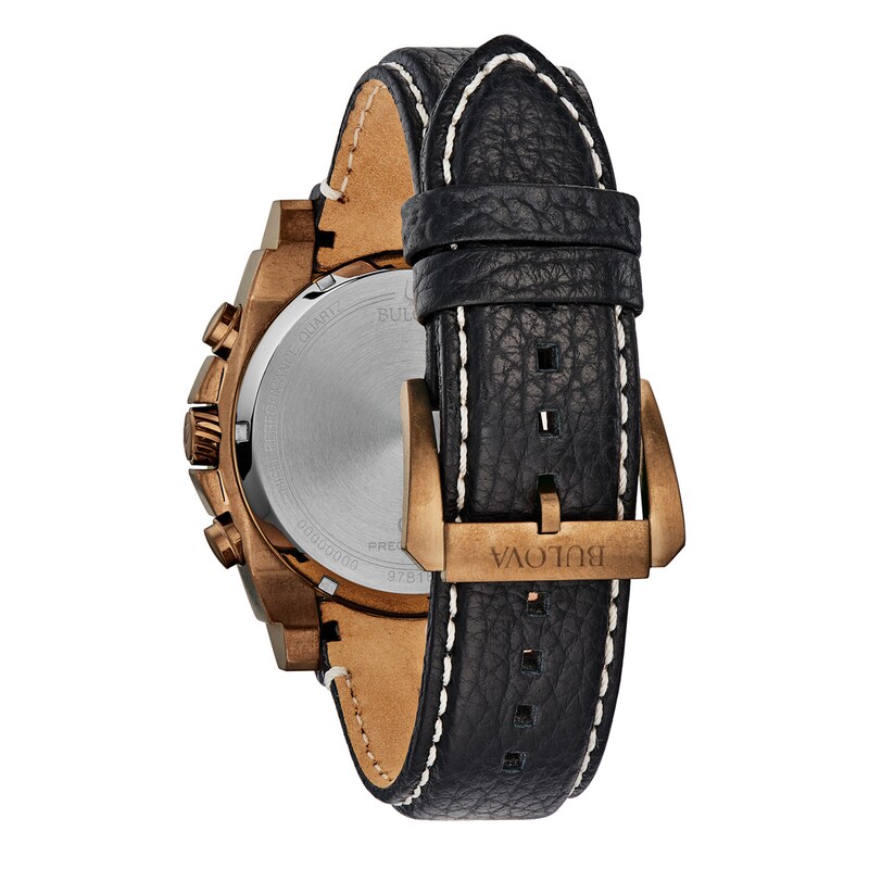 Men's Bulova Precisionist Chronograph Brown IP Strap Watch with Black Dial (Model: 97B188)