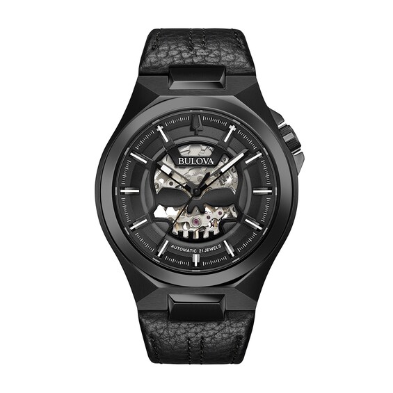 Men's Bulova Maquina Automatic Black IP Strap Watch with Black Skeleton Dial (Model: 98A238) Men's Bulova Maquina Automatic Black IP Strap Watch with Black Skeleton Dial (Model: 98A238)