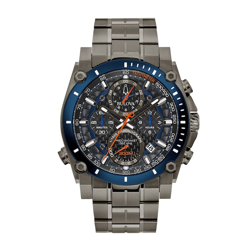 Men's Bulova Precisionist Chronograph Two-Tone IP Watch with Black Dial (Model: 98B343)