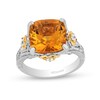 Thumbnail Image 1 of Enchanted Disney Belle Cushion-Cut Citrine and 3/8 CT. T.W. Diamond Split Shank Ring in 10K Two-Tone Gold