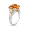 Thumbnail Image 2 of Enchanted Disney Belle Cushion-Cut Citrine and 3/8 CT. T.W. Diamond Split Shank Ring in 10K Two-Tone Gold