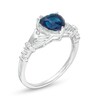 Thumbnail Image 3 of 7.0mm Heart-Shaped Lab-Created Blue Sapphire and Diamond Accent Claddagh Ring in Sterling Silver