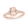 Thumbnail Image 1 of Oval Morganite and 1/15 CT. T.W. Diamond Collar Ring in 10K Rose Gold