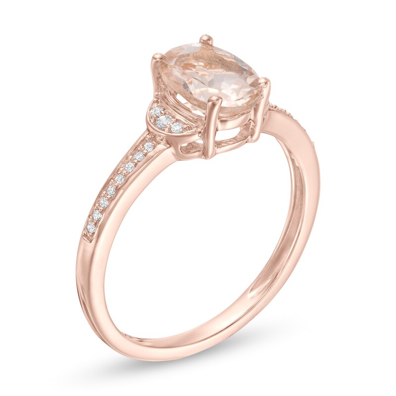 Main Image 3 of Oval Morganite and 1/15 CT. T.W. Diamond Collar Ring in 10K Rose Gold