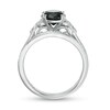 Thumbnail Image 4 of 8.0mm Black Sapphire and 1/10 CT. T.W. Diamond Leaf Sides Bridal Set in 10K White Gold