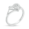 Lab-Created White Sapphire and 1/20 CT. T.W. Diamond Infinity Heart Split Shank Ring in Sterling Silver