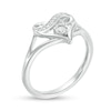 Thumbnail Image 3 of Lab-Created White Sapphire and 1/20 CT. T.W. Diamond Infinity Heart Split Shank Ring in Sterling Silver