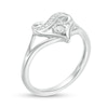 Thumbnail Image 2 of Lab-Created White Sapphire and 1/20 CT. T.W. Diamond Infinity Heart Split Shank Ring in Sterling Silver