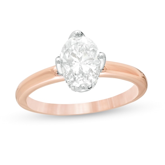 Celebration Ideal 1 CT. T.w. Oval Certified Diamond Engagement Ring in 14K Rose Gold (I/I1)