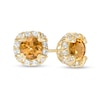 4.0mm Madeira Citrine and Lab-Created White Sapphire Frame Stud Earrings in 10K Gold