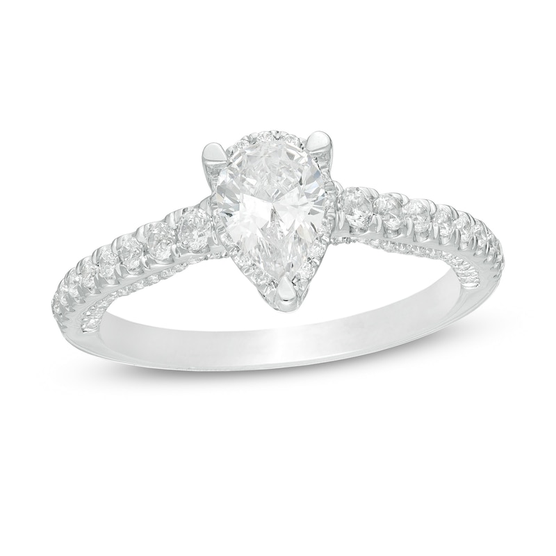 Love's Destiny by Zales 1 CT. T.W. Certified Pear-Shaped Diamond Engagement Ring in 14K White Gold (I/SI2)
