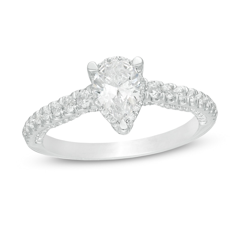 Main Image 1 of Love's Destiny by Zales 1 CT. T.W. Certified Pear-Shaped Diamond Engagement Ring in 14K White Gold (I/SI2)
