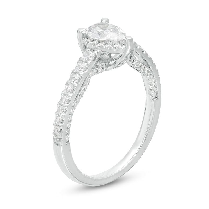 Main Image 3 of Love's Destiny by Zales 1 CT. T.W. Certified Pear-Shaped Diamond Engagement Ring in 14K White Gold (I/SI2)