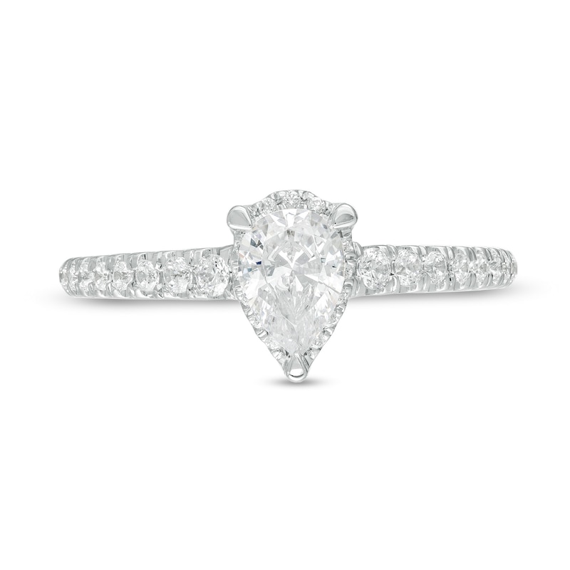 Main Image 4 of Love's Destiny by Zales 1 CT. T.W. Certified Pear-Shaped Diamond Engagement Ring in 14K White Gold (I/SI2)