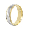 Thumbnail Image 2 of Men's 6.0mm Comfort-Fit Slant Diamond-Cut Wedding Band in 14K Two-Tone Gold - Size 10