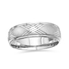 Thumbnail Image 0 of Men's 6.0mm Comfort-Fit Diamond-Cut Criss-Cross Wedding Band in 14K White Gold - Size 10