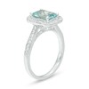 Thumbnail Image 3 of Emerald-Cut Aquamarine and 3/8 CT. T.W. Diamond Frame Engagement Ring in 14K White Gold