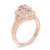 Thumbnail Image 3 of Oval Rose de France Amethyst and 5/8 CT. T.W. Diamond Frame Art Deco Bridal Set in 14K Rose Gold
