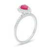 Thumbnail Image 2 of Pear-Shaped Ruby and 1/6 CT. T.W. Diamond Frame Engagement Ring in 14K White Gold