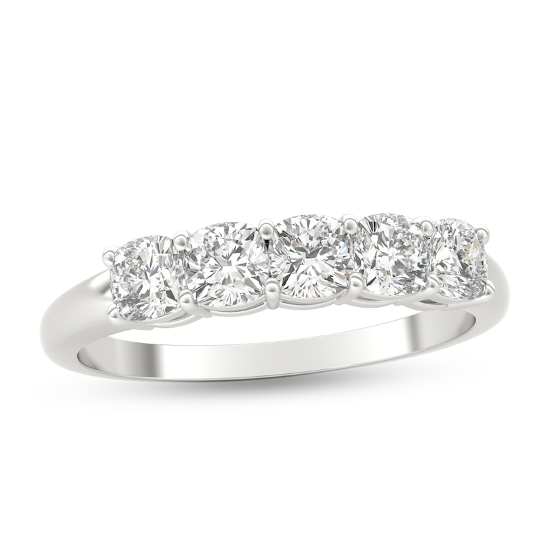 Main Image 1 of 1 CT. T.W. Cushion-Cut Diamond Five Stone Anniversary Band in Platinum (G/VS2)