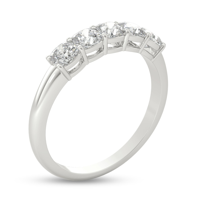 Main Image 2 of 1 CT. T.W. Cushion-Cut Diamond Five Stone Anniversary Band in Platinum (G/VS2)