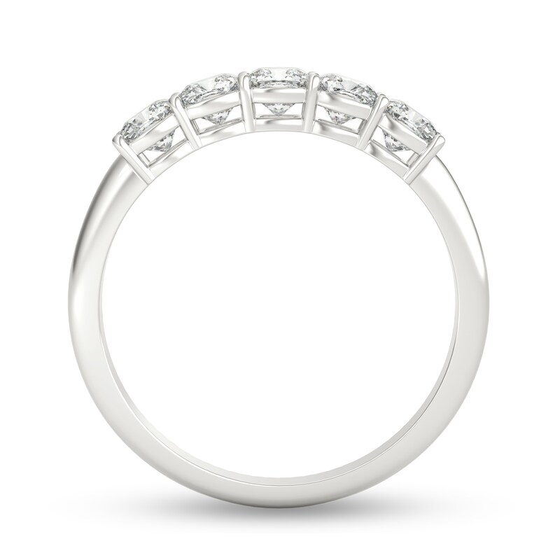 Main Image 3 of 1 CT. T.W. Cushion-Cut Diamond Five Stone Anniversary Band in Platinum (G/VS2)