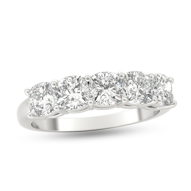 Main Image 1 of 2 CT. T.W. Cushion-Cut Diamond Five Stone Anniversary Band in Platinum (G/VS2)