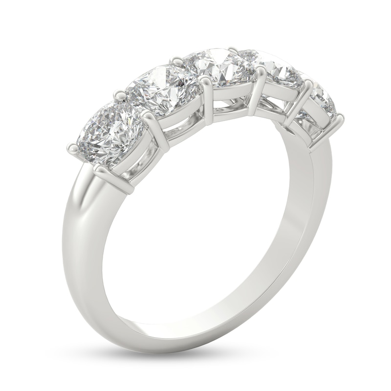 Main Image 2 of 2-1/2 CT. T.W. Cushion-Cut Diamond Five Stone Anniversary Band in Platinum (G/VS2)