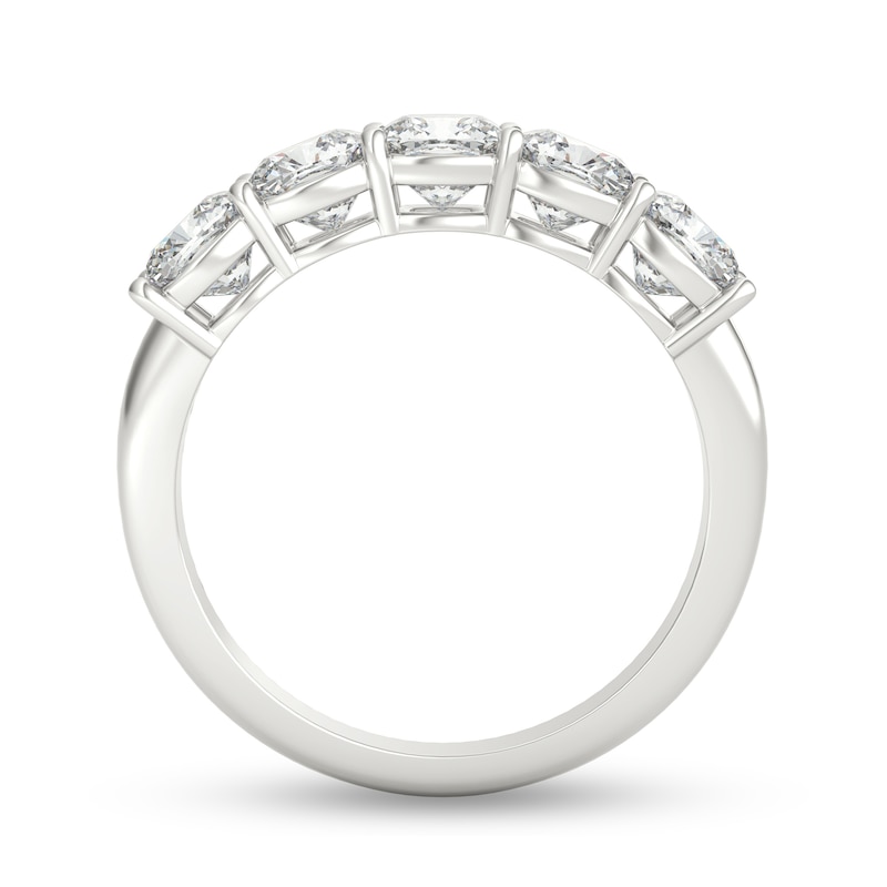 Main Image 3 of 2-1/2 CT. T.W. Cushion-Cut Diamond Five Stone Anniversary Band in Platinum (G/VS2)