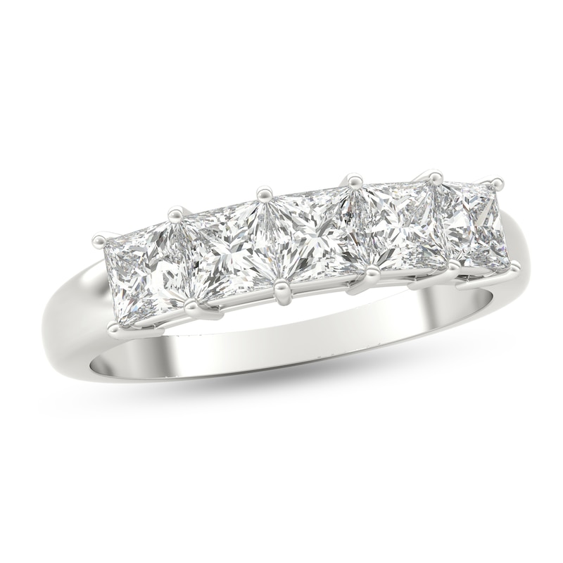 1 CT. T.W. Princess-Cut Diamond Five Stone Anniversary Band in Platinum (I/VS2)