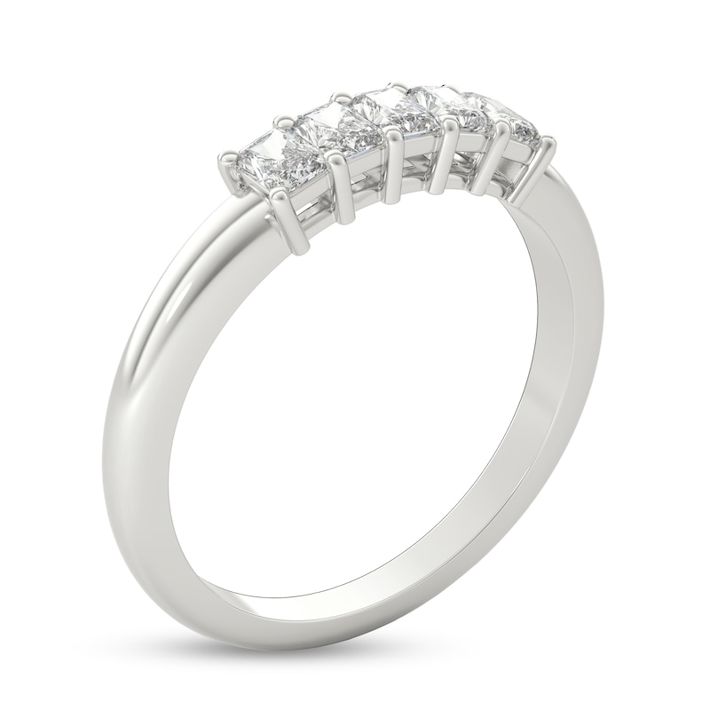 Main Image 2 of 1/2 CT. T.W. Radiant-Cut Diamond Five Stone Anniversary Band in Platinum (G/VS2)