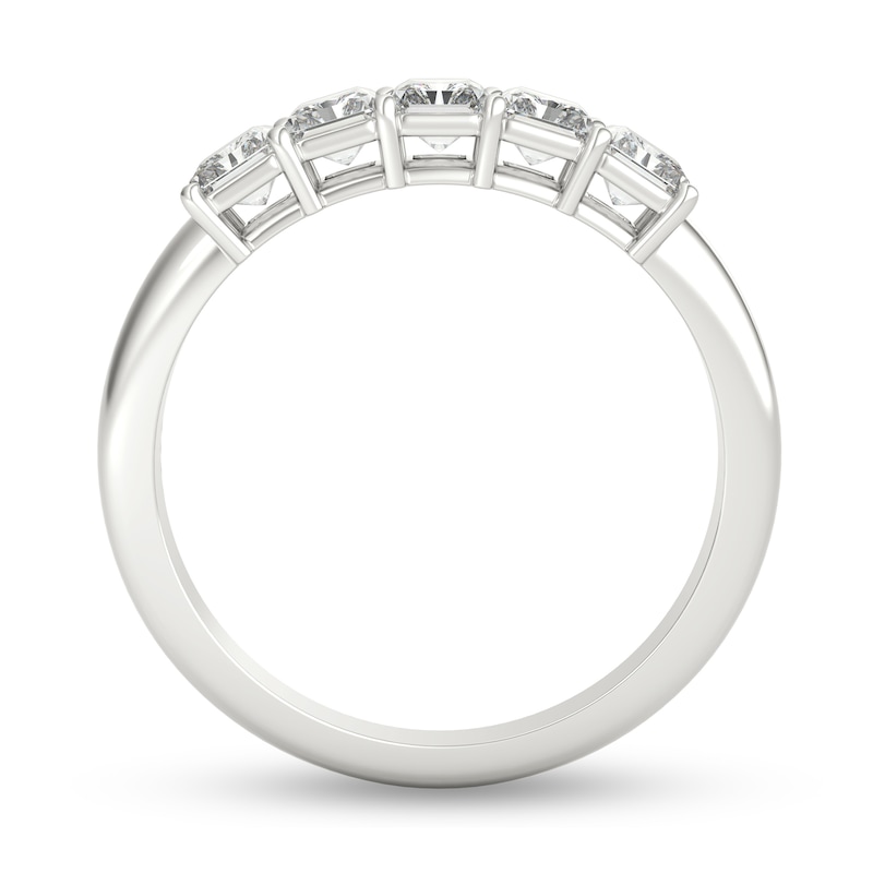 Main Image 3 of 1-1/2 CT. T.W. Radiant-Cut Diamond Five Stone Anniversary Band in Platinum (G/VS2)