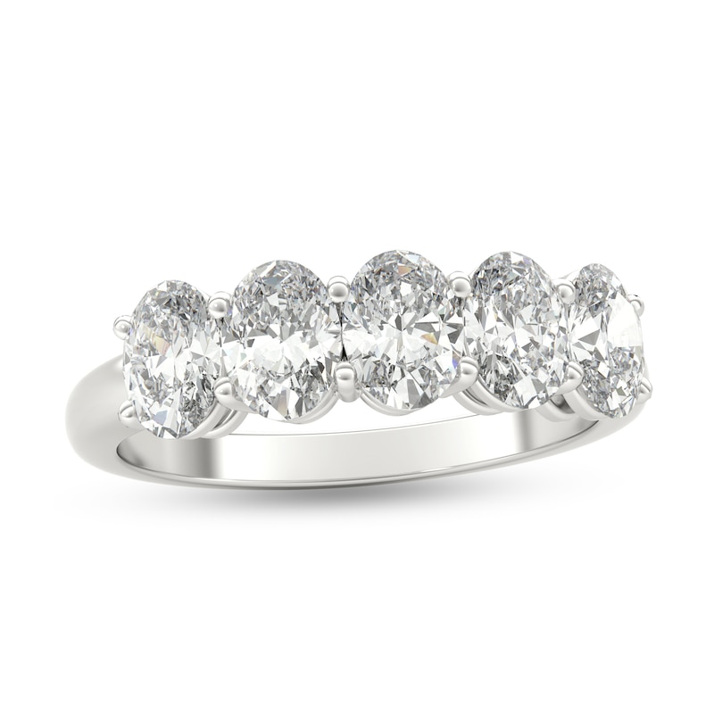 Main Image 1 of 1-1/2 CT. T.W. Oval Diamond Five Stone Anniversary Band in Platinum (I/VS2)