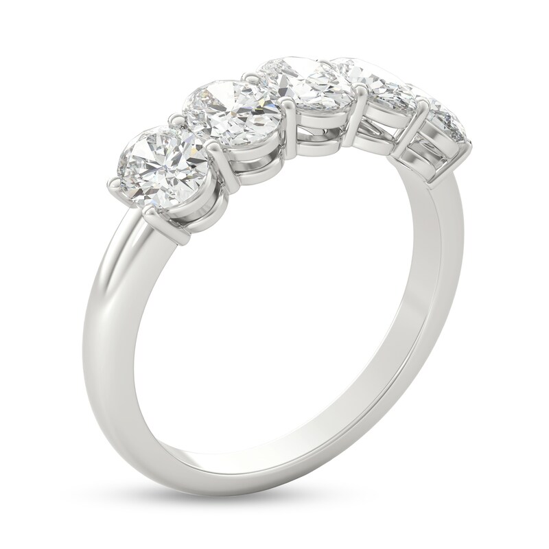 Main Image 2 of 1-1/2 CT. T.W. Oval Diamond Five Stone Anniversary Band in Platinum (I/VS2)