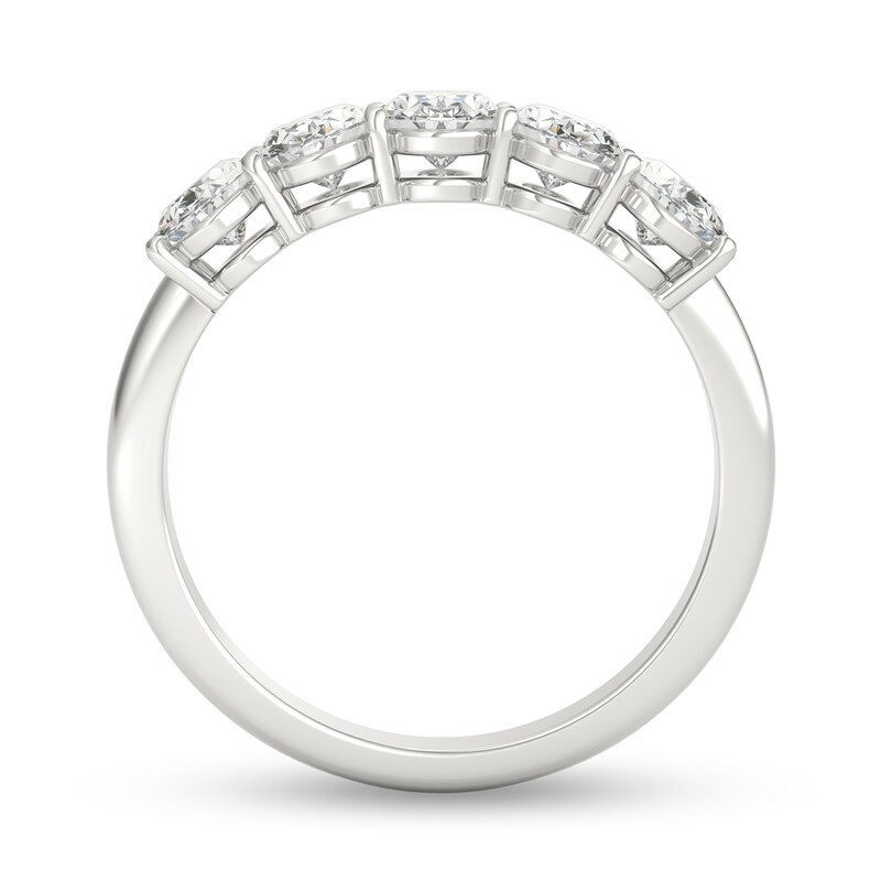 Main Image 3 of 1-1/2 CT. T.W. Oval Diamond Five Stone Anniversary Band in Platinum (I/VS2)