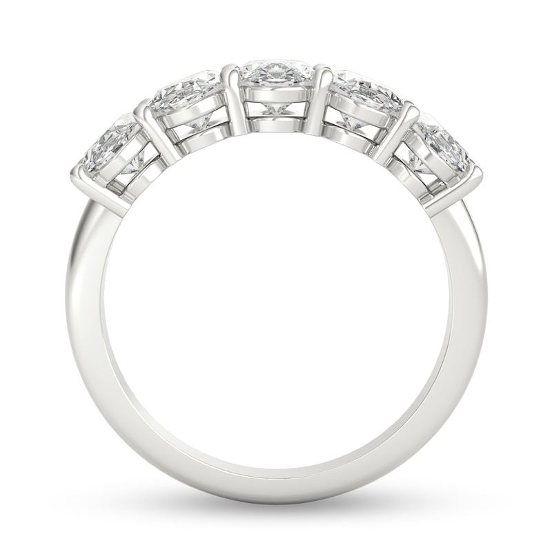 Main Image 3 of 2-1/2 CT. T.W. Oval Diamond Five Stone Anniversary Band in Platinum (I/VS2)