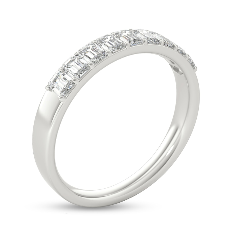 Main Image 2 of 1-1/10 CT. T.W. Emerald-Cut Diamond Nine Stone Anniversary Band in Platinum (I/VS2)
