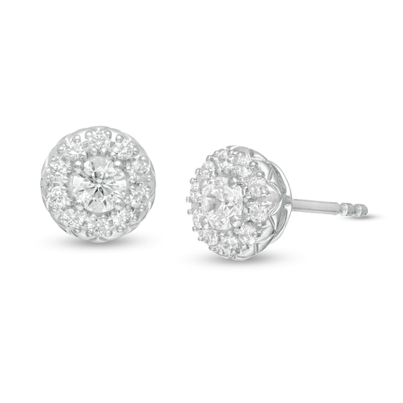 1/2 CT. T.w. Diamond Frame Stud Earrings in 10K White Gold