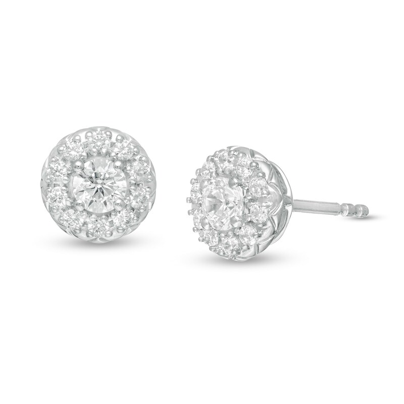Main Image 1 of 1/2 CT. T.W. Diamond Frame Stud Earrings in 10K White Gold