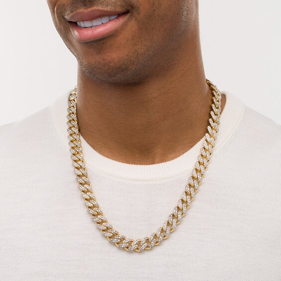 Men's 4-1/6 CT. T.w. Diamond Curb Chain Necklace in Hollow 10K Gold - 24"