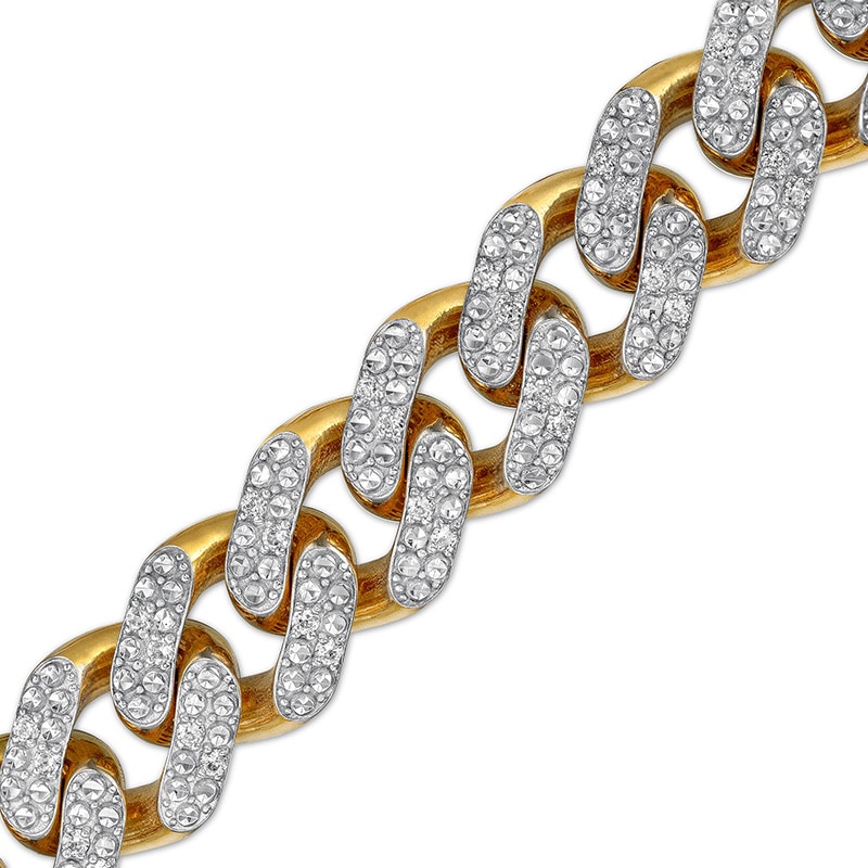 Main Image 1 of 1-3/8 CT. T.W. Diamond Curb Chain Bracelet in Hollow 10K Gold - 8.5"