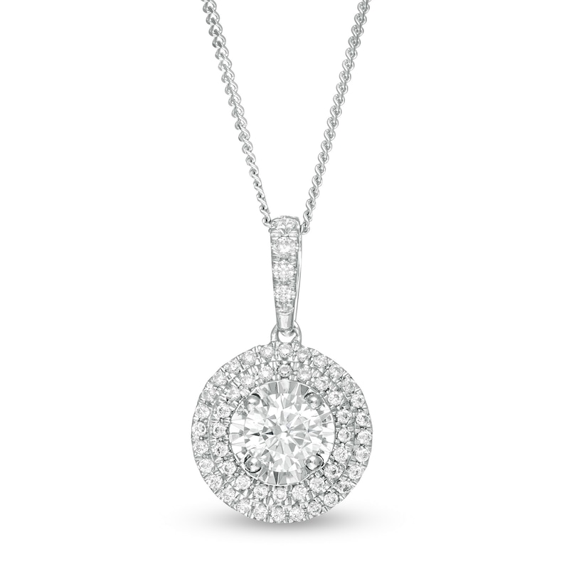 Main Image 1 of 1/2 CT. T.W. Diamond Double Frame Pendant in 10K White Gold
