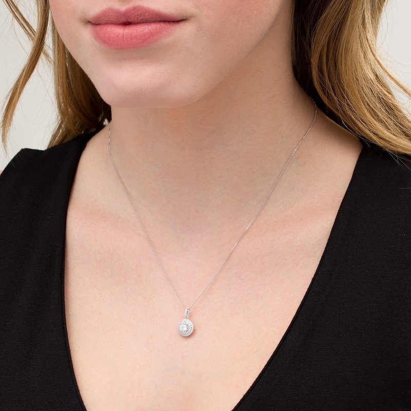 Main Image 2 of 1/2 CT. T.W. Diamond Double Frame Pendant in 10K White Gold