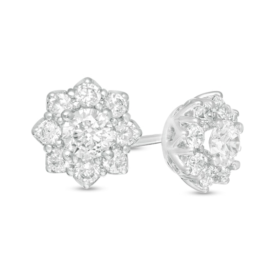 1/2 CT. T.w. Diamond Flower Frame Stud Earrings in 10K White Gold
