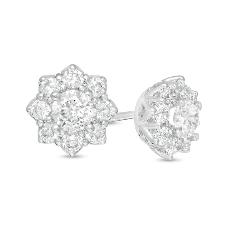 1/2 CT. T.W. Diamond Flower Frame Stud Earrings in 10K White Gold