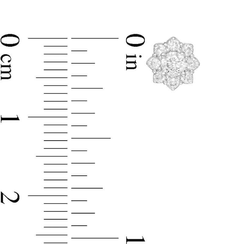 Main Image 3 of 1/2 CT. T.W. Diamond Flower Frame Stud Earrings in 10K White Gold